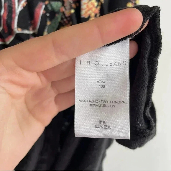 IRO Atimo Muscle Tee Linen Graphic Print Tank Top Crew Neck Tshirt Rose M - Picture 5 of 9